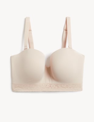 M/&S SUPIMA COTTON Strapless 5 Ways To Wear PADDED Balcony Bra Nude Size 34DD